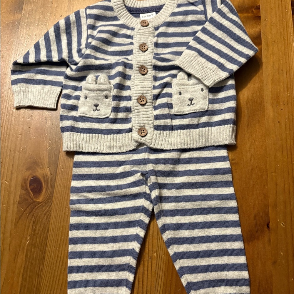 NWOT! Carter's Blue and White Striped Baby Outfit